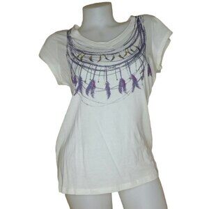 Miley Cyrus Max Azria White T Shirt with Purple XL